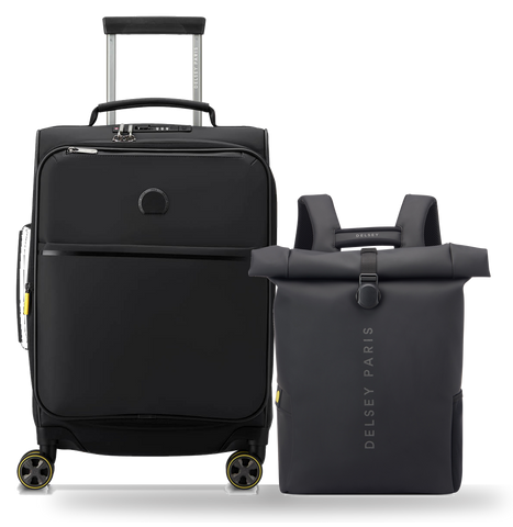 COMBO ESPECIAL VALIJA DE CABINA EXPANDIBLE 55 cm. TURENNE SOFT + MOCHILA PORTANOTEBOOK ROLLTOP IMPERMEABLE 14" TURENNE SOFT