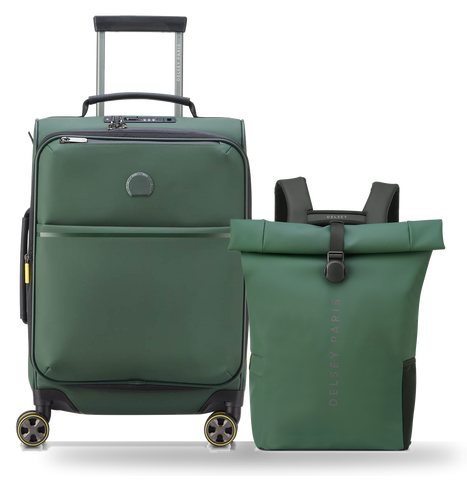 COMBO ESPECIAL VALIJA DE CABINA EXPANDIBLE 55 cm. TURENNE SOFT + MOCHILA PORTANOTEBOOK ROLLTOP IMPERMEABLE 14" TURENNE SOFT