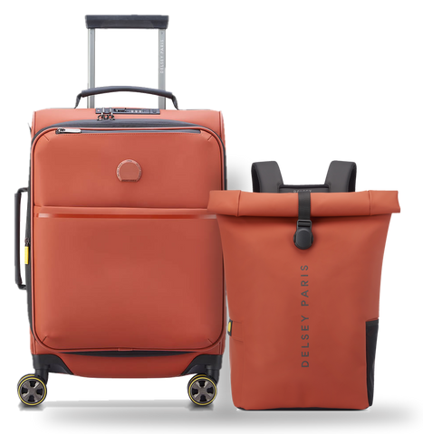 COMBO ESPECIAL VALIJA DE CABINA EXPANDIBLE 55 cm. TURENNE SOFT + MOCHILA PORTANOTEBOOK ROLLTOP IMPERMEABLE 14" TURENNE SOFT