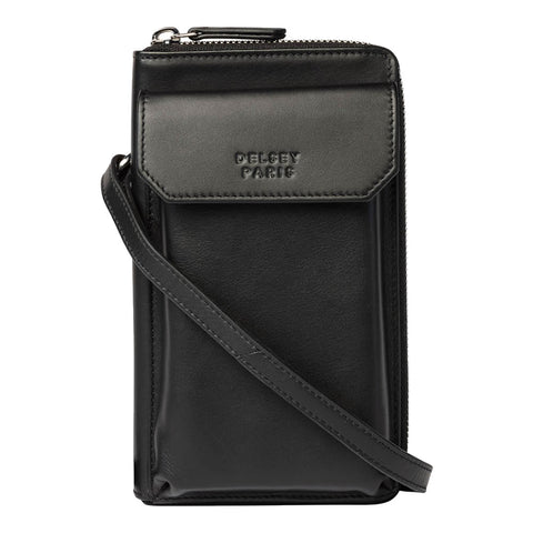 MINI BOLSO CRUZADO DE CUERO CON CIERRE HORIZONTAL 19 cm. LE CUIR